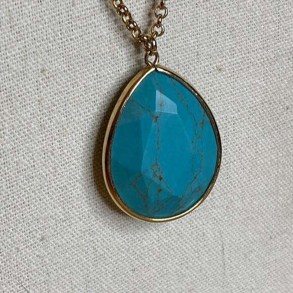 0070 Fossil Brand Teardrop-Shaped Dyed Howlite Faceted Pendant EUC - Picture 2 of 6